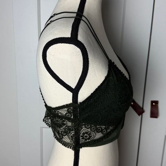NWT aerie bohemian longline lace corset padded bralette medium olive green - Picture 5 of 9